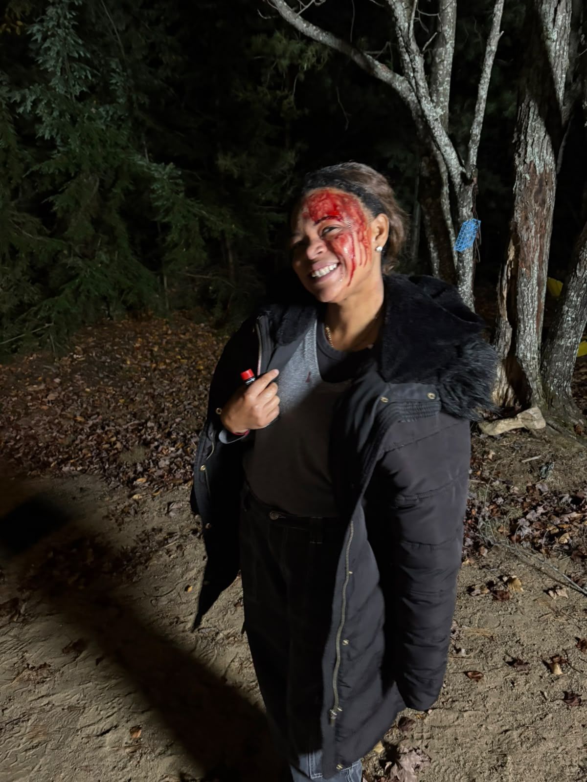 Jane. Fake blood, real smile.