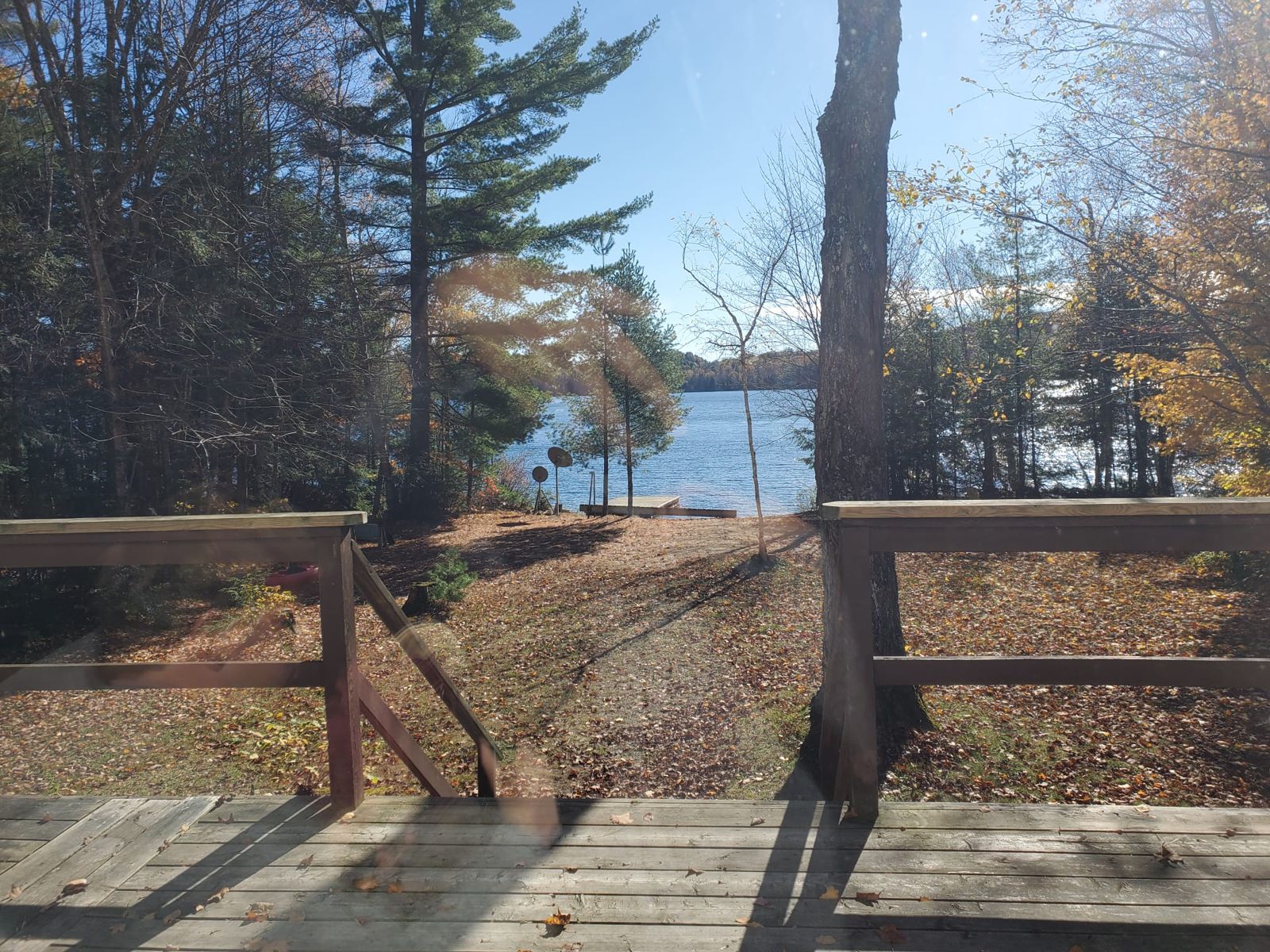 The lake seen from the deck on a sunny morning
