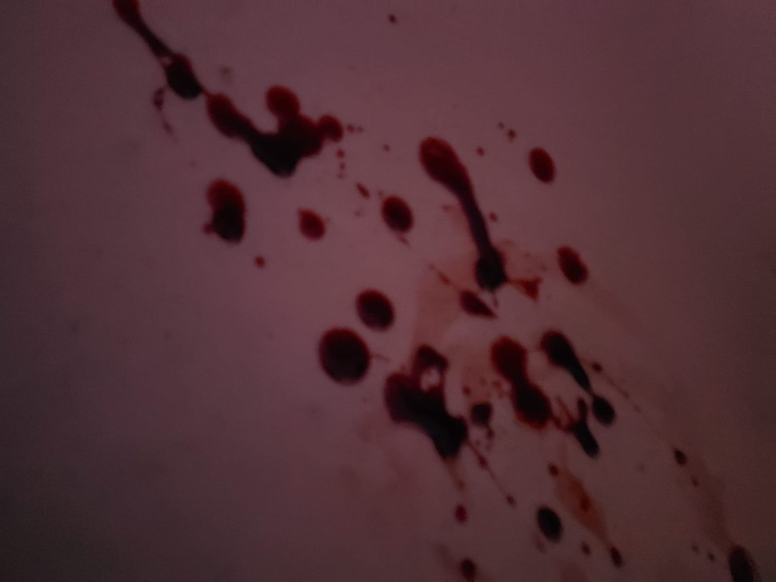 Fake blood splattered across a wall